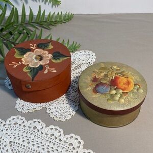 Vintage Floral And Fruit Design Decorative Shaker Box And Tin